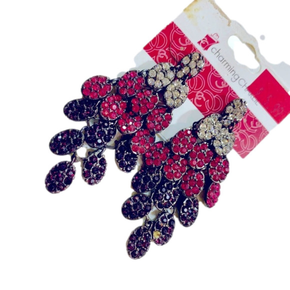 🫠 5 items = $15 🫠 CHARMING CHARLIE pink & purple chandelier ombré earrings - Picture 1 of 1